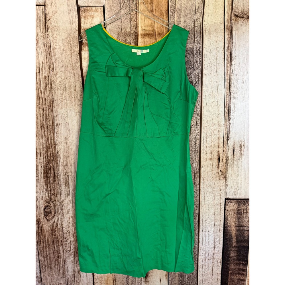 Boden Sleeveless Bow Fit & Flare Dress Green Preppy Classic Workwear Size US 16
